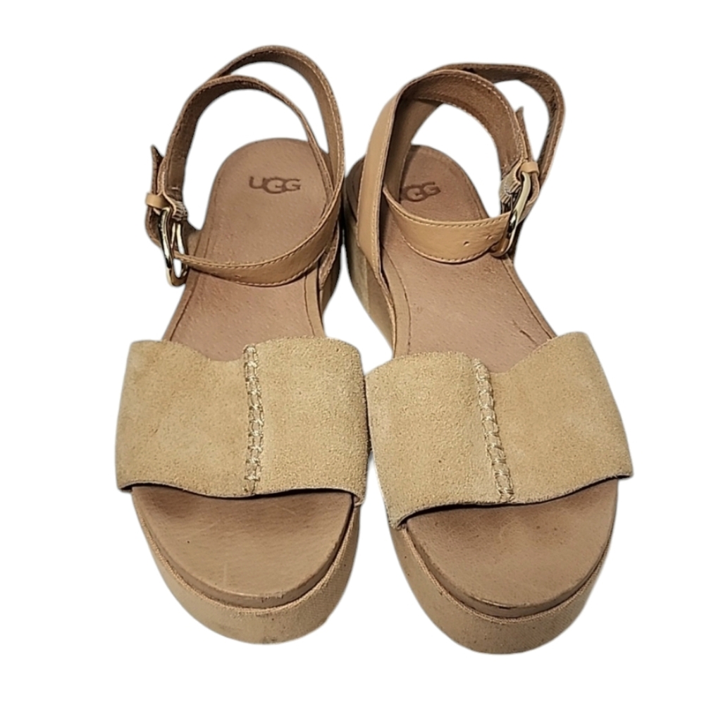 UGG Australia Tan Marchella‎ Open Toe Suede Platform Sandals Size 7.5